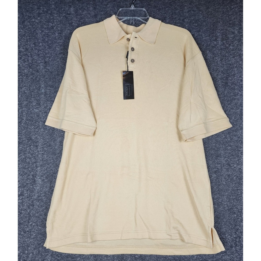 Cezani‎ Polo Shirt Mens M Eggwash Yellow Silk Cotton Blend MC1253 NWT